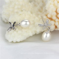 Freshwater Girl with Pearl Earring Jewel Drop AAA White Sterling Silver Pearl Earring